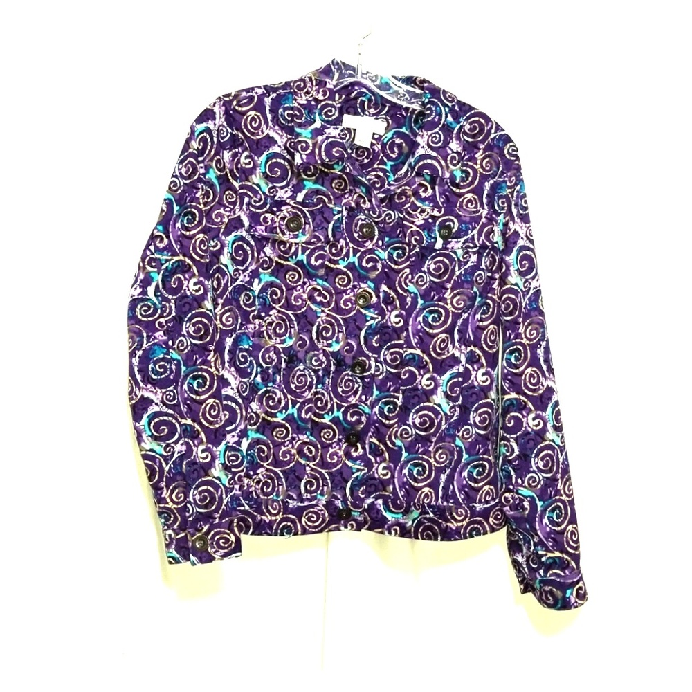 Christopher & Banks purple pattern button jacket